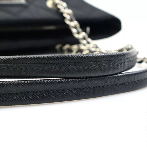 Auth PRADA Quilting Chain Shoulder Bag Black Nylon/Silvertone - Picture 4 of 14